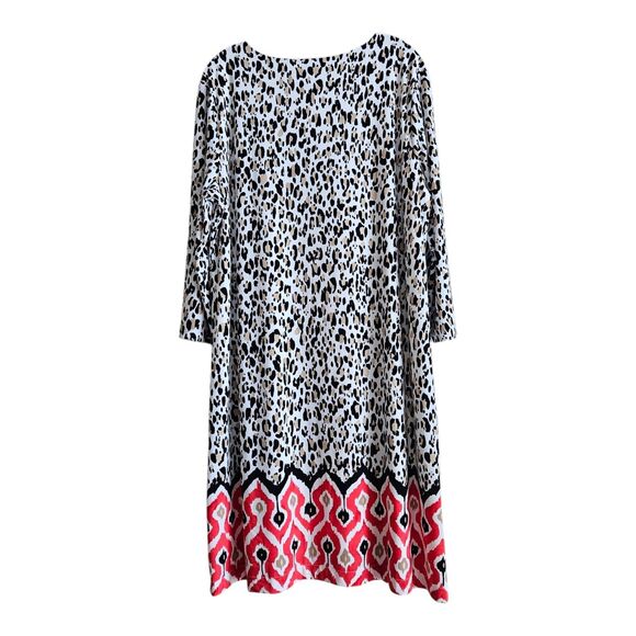 CHICO'S 3 Women's XL 16 Dress Leopard Southwest Midi 3/4 Sleeve Lined Flowy 46" - Picture 8 of 8